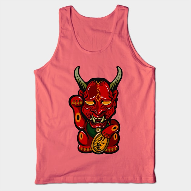 Devil Maneki Neko Tank Top by LSARTWORK